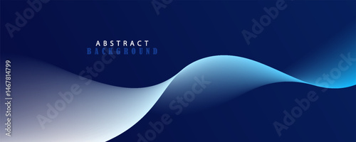 Flowing dark blue curve shape with soft gradient vector abstract background, relaxing and tranquil art, can illustrate health medical or sound of music. Vector illustration