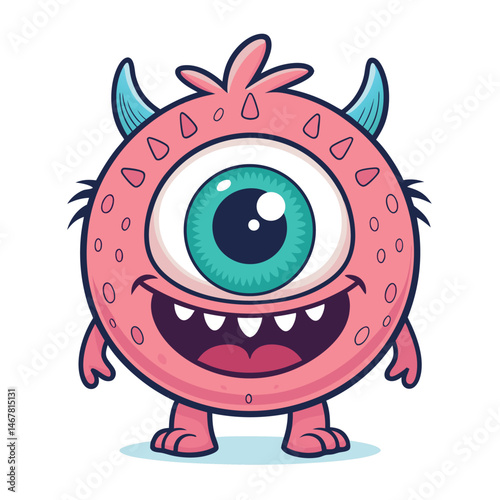 Render a terrifying teal-skinned monster with a single, large eye; its pupil is a gaping maw filled with sharp teeth.  High detail, dramatic lighting.