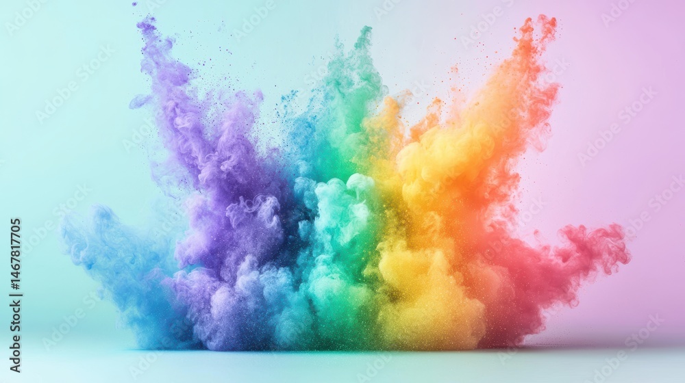 Obraz premium A cloud of colorful particles swirling in the air, creating an ethereal and magical atmosphere.
