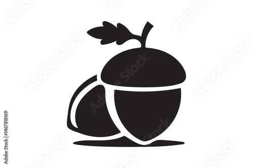Acorn nut vector icon silhouette on white background.