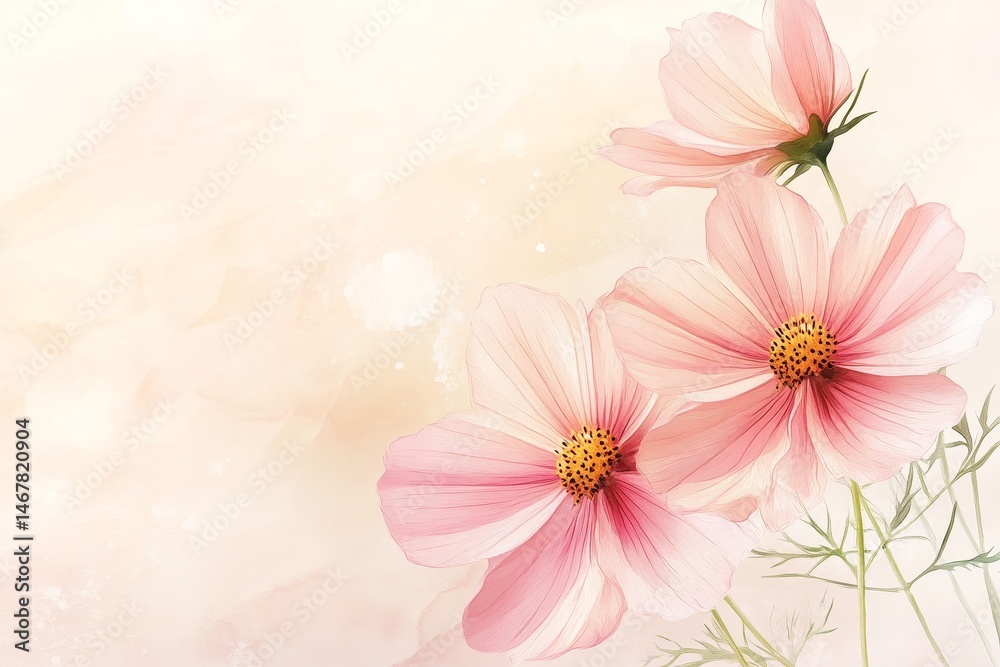 Fototapeta premium Delicate pastel flowers on a soft background design.