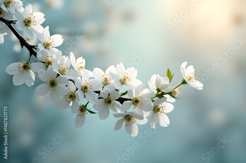 Flowering White tree blossom in spring, spring flowers on tree, white blossom of white color.generative ai