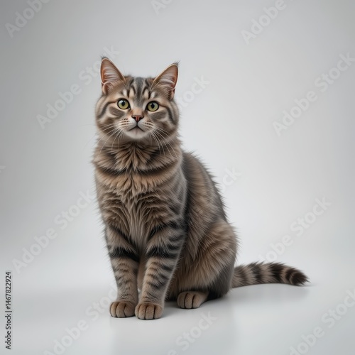 Wallpaper Mural a grey tabby cat sitting upright with its gaze directed forward. Torontodigital.ca