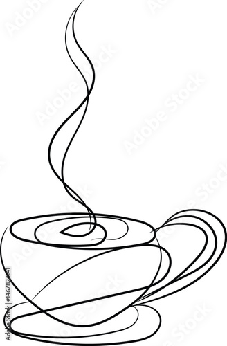 Simple Line Art Drawing of a Coffee Cup or Mug for Design Projects