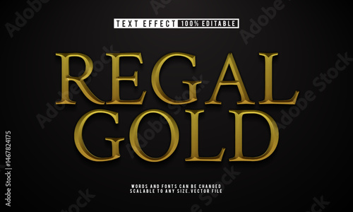 Editable regal gold 3D text effect with elegant and luxurious style.