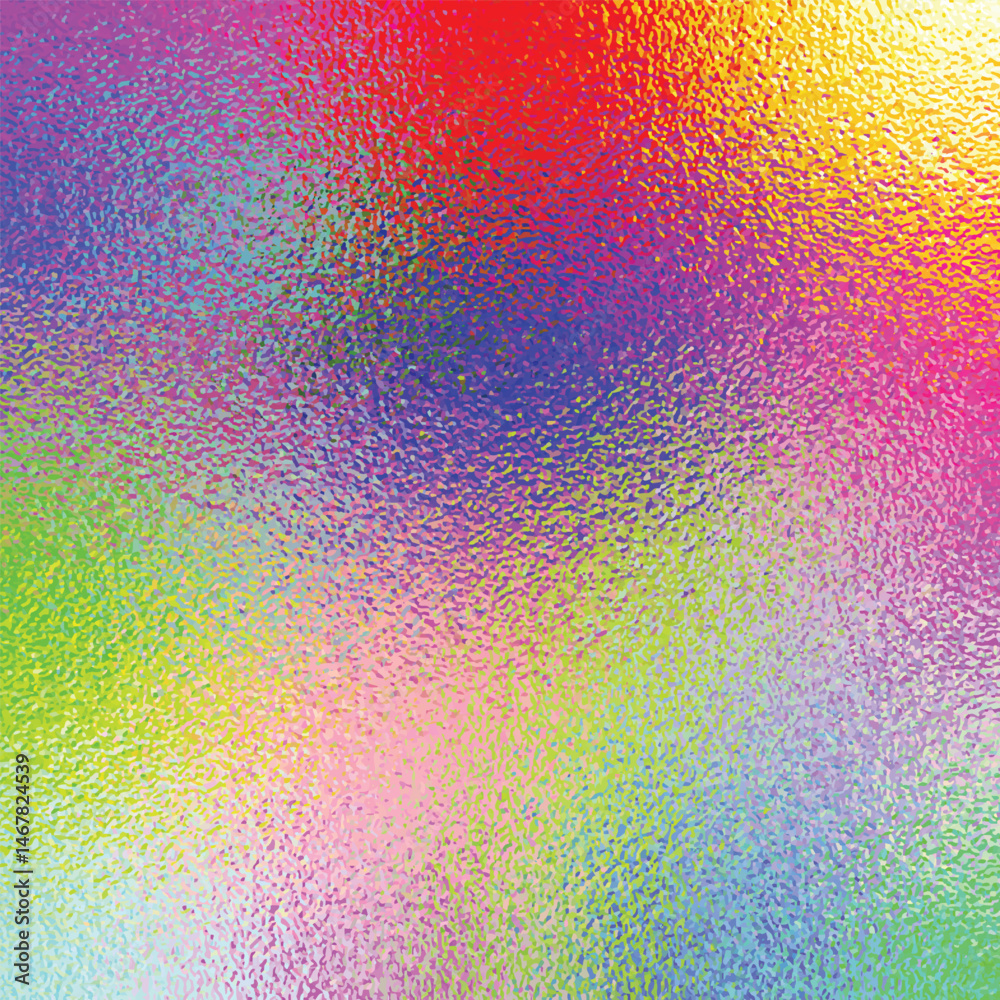 Rainbow blurred opalescent background. Grain glass iridescent bright gradient pattern. Vector pearlescent foil texture