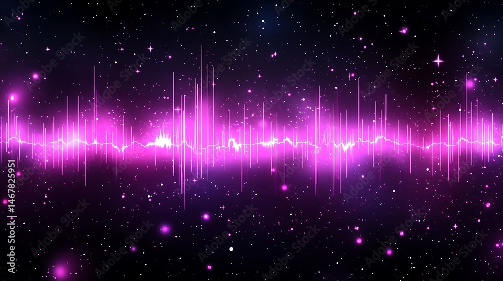 Fototapeta premium Pink sound waves in space