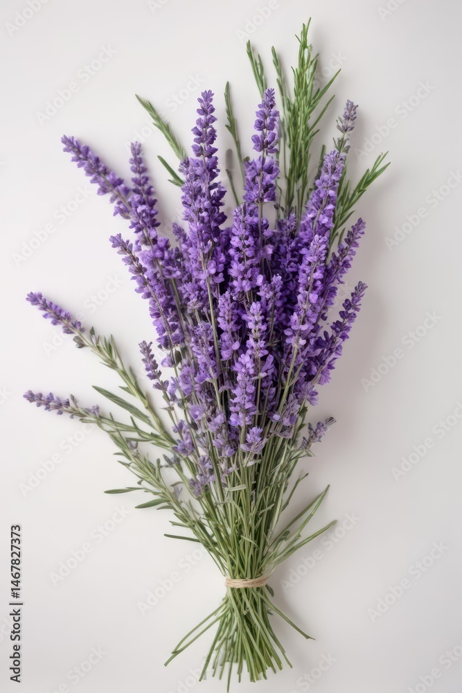 Obraz premium A fragrant bouquet of lavender blossoms, isolated on white , stock photo, romantic, isolated