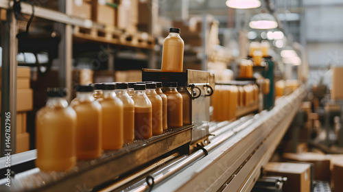 Realistic Photo of a Sustainable Packaging Line: Capture a production line of sustainable packaging, highlighting advancements in eco-friendly packaging solutions