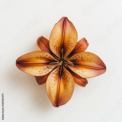 Lily flower with vibrant orange and brown petals elegant floral beauty detailed bloom isolated on a white background