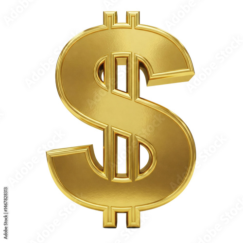 Shiny gold dollar sign symbol