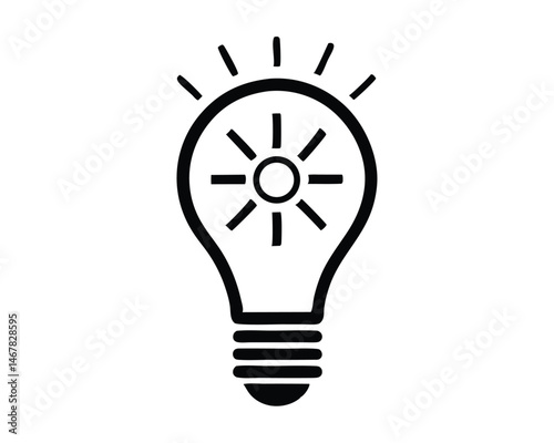 Simple Electric Light Bulb Outline: Vector Icon for Idea, Energy & Illumination

