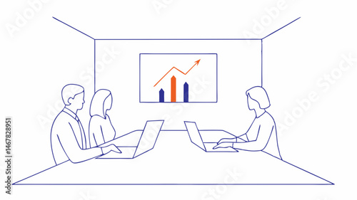 Business team reviewing growth chart strategic planning meeting success collaboration innovative