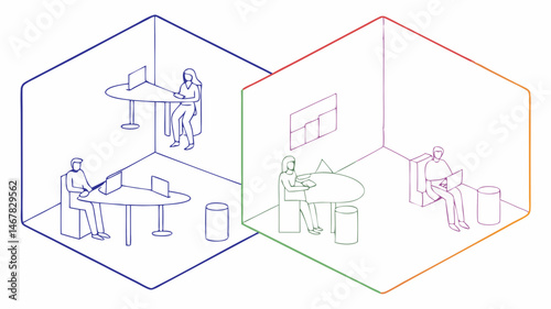 Modern Co working Space Design Two Interconnected Offices Ideal for Collaboration and Productivity