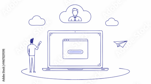 Secure Cloud Login Easy Access User Friendly Interface Simple Design Clean Lines Blue Theme