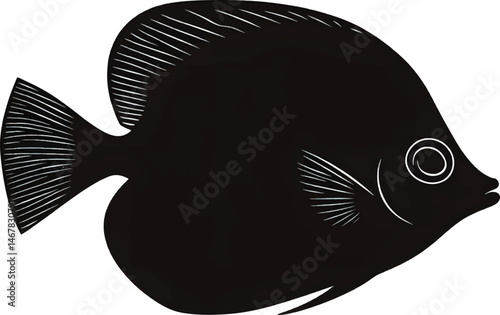 An isolated butterfly fish with oval shape, vector, png