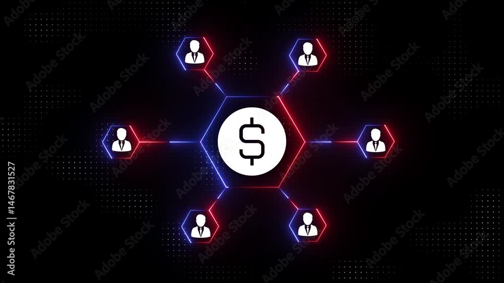 Network connections and social networking concept with dollar icon animated. Human communication icons. Network connections and social networking concept with dollar icon animated. Human communication icons.