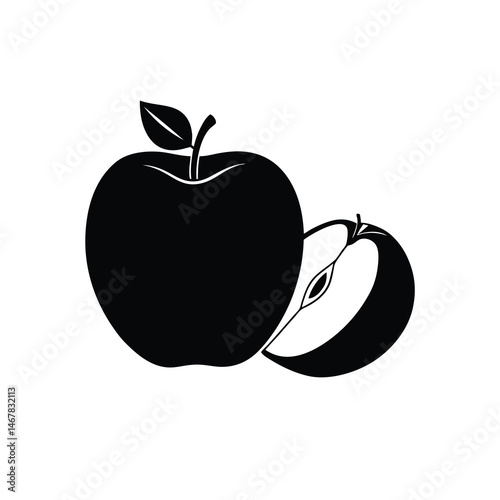 Apple with one whole and one half slice