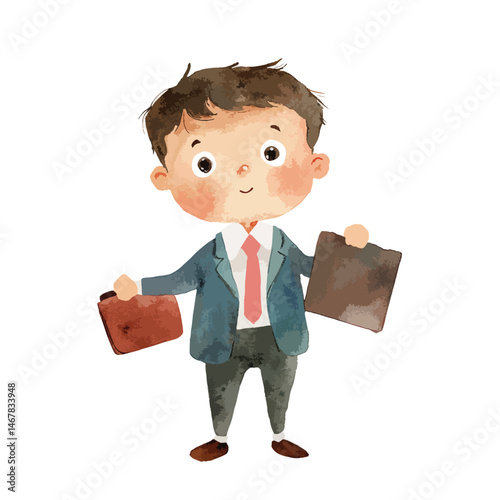 watercolor illustration of boy Prosecutor clipart isolated