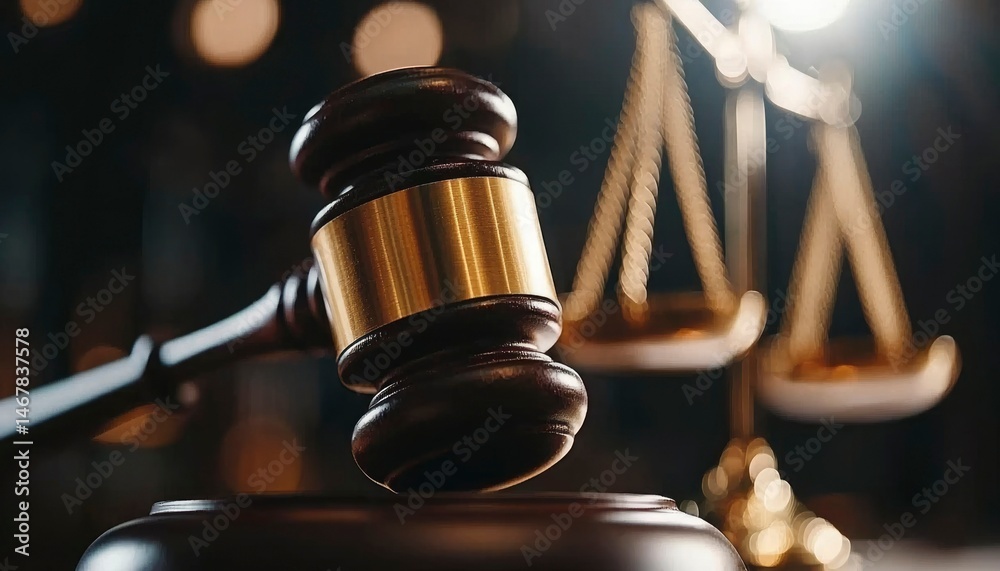 Naklejka premium Justice scales and gavel