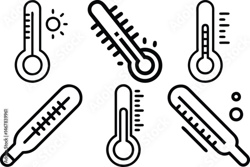 Thermometer icon outline vector illustration isolated on white background.
