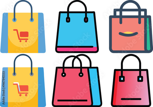Shopping bag icon vector illustration isolated on white background.
