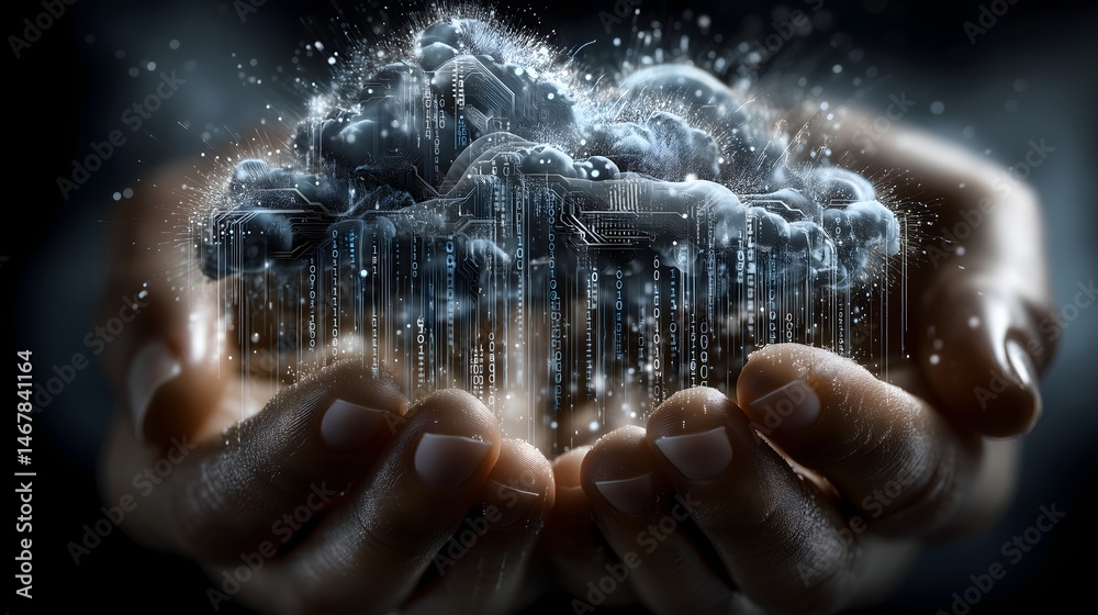 Obraz premium Floating cloud icon with code