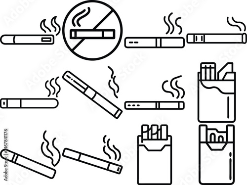 No smoking icon outline vector illustration isolated on white background.