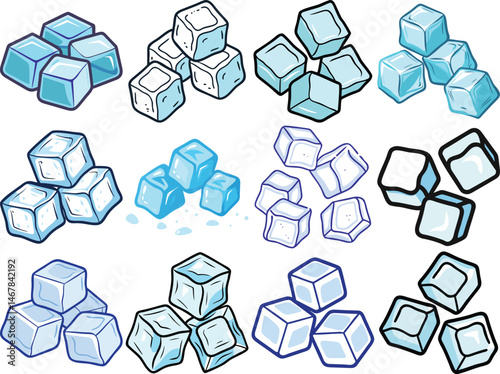 Ice cubes vector icon vector icon illustration isolated on white background.