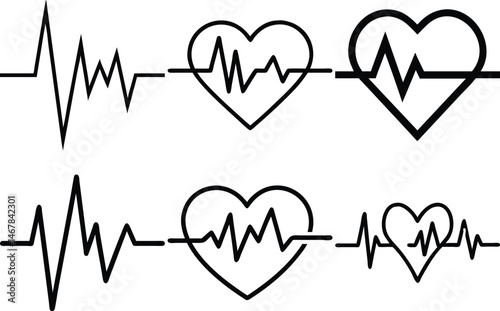 Heartbeat silhouette vector icon illustration isolated on white background.