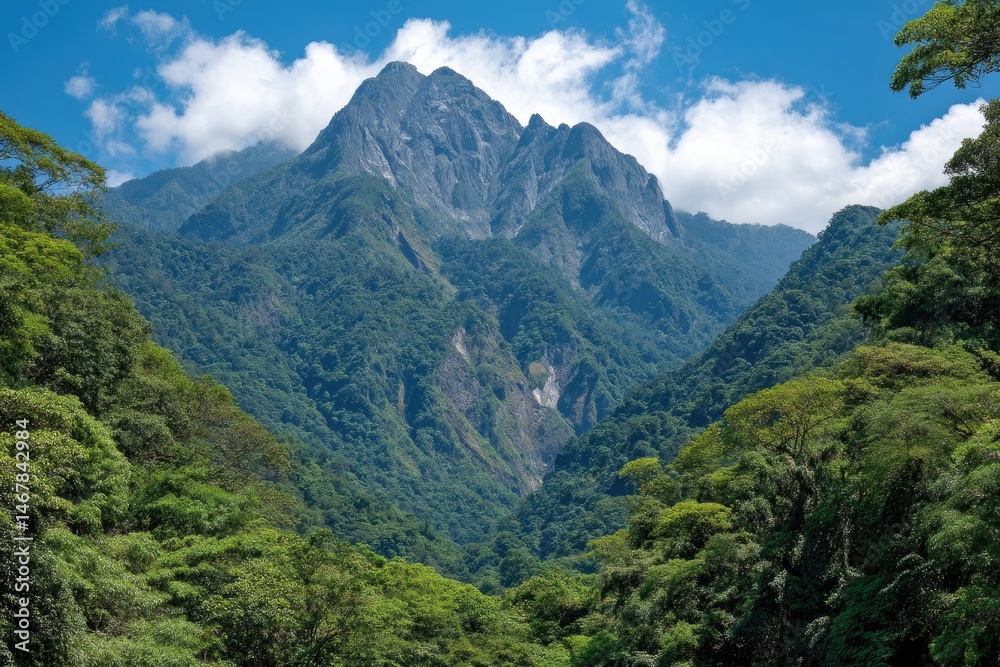 Lush mountain valley under a vibrant sky Lush mountain valley under a vibrant sky