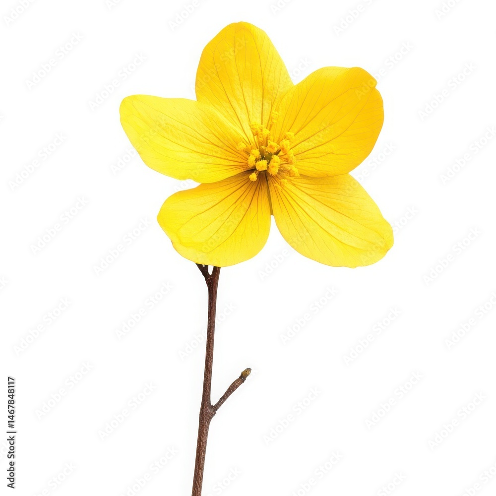 Fototapeta premium Bright yellow flower blossom isolated on white background