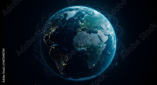 earth globe on black background