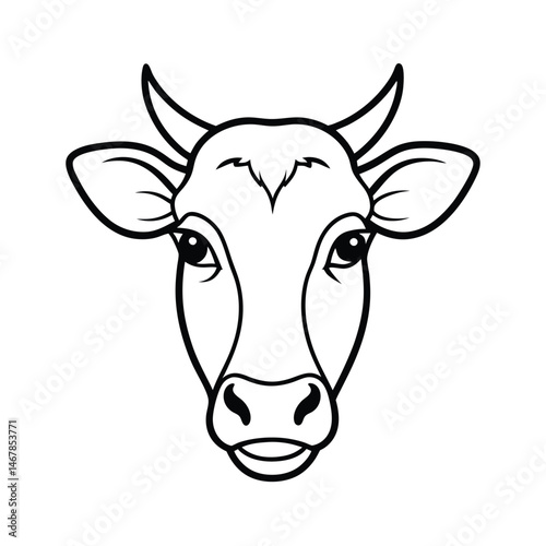 portrait of a dairy cow line art vector silhouette