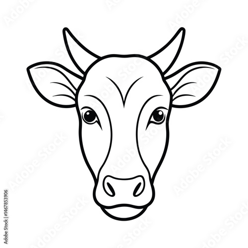 portrait of a dairy cow line art vector silhouette