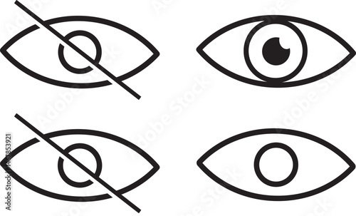 eye icon set. Eyes icon vector collection, eyesight symbol sign, Visible icon Flat simple outline vector illustration,
