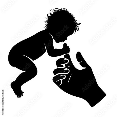 Baby holding adult hand