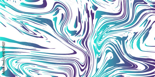 Psychedelic swirl seamless pattern. Swirling Colors Painting in Shades of Blue, Green, and White. Turkish style Ebru on the water with acrylic paints press wave. Marbling technique fluid dye texture