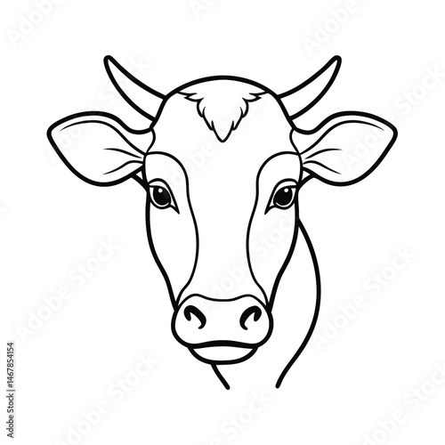 portrait of a dairy cow line art vector silhouette