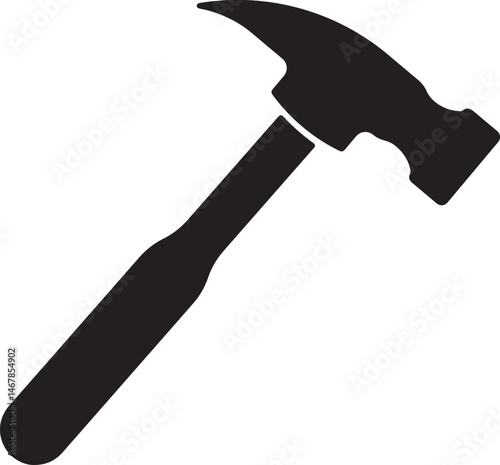 Line Style Construction Hammer Icon for Building and Metalwork Projects