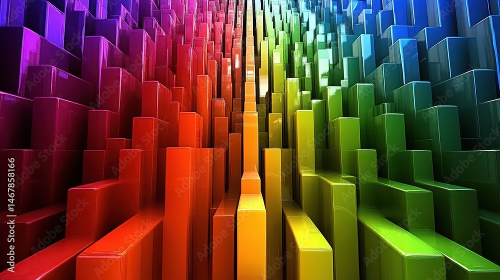 Fototapeta premium Vibrant abstract cityscape a captivating view of colorful towering blocks radiating creativity and innovation visually stimulating art