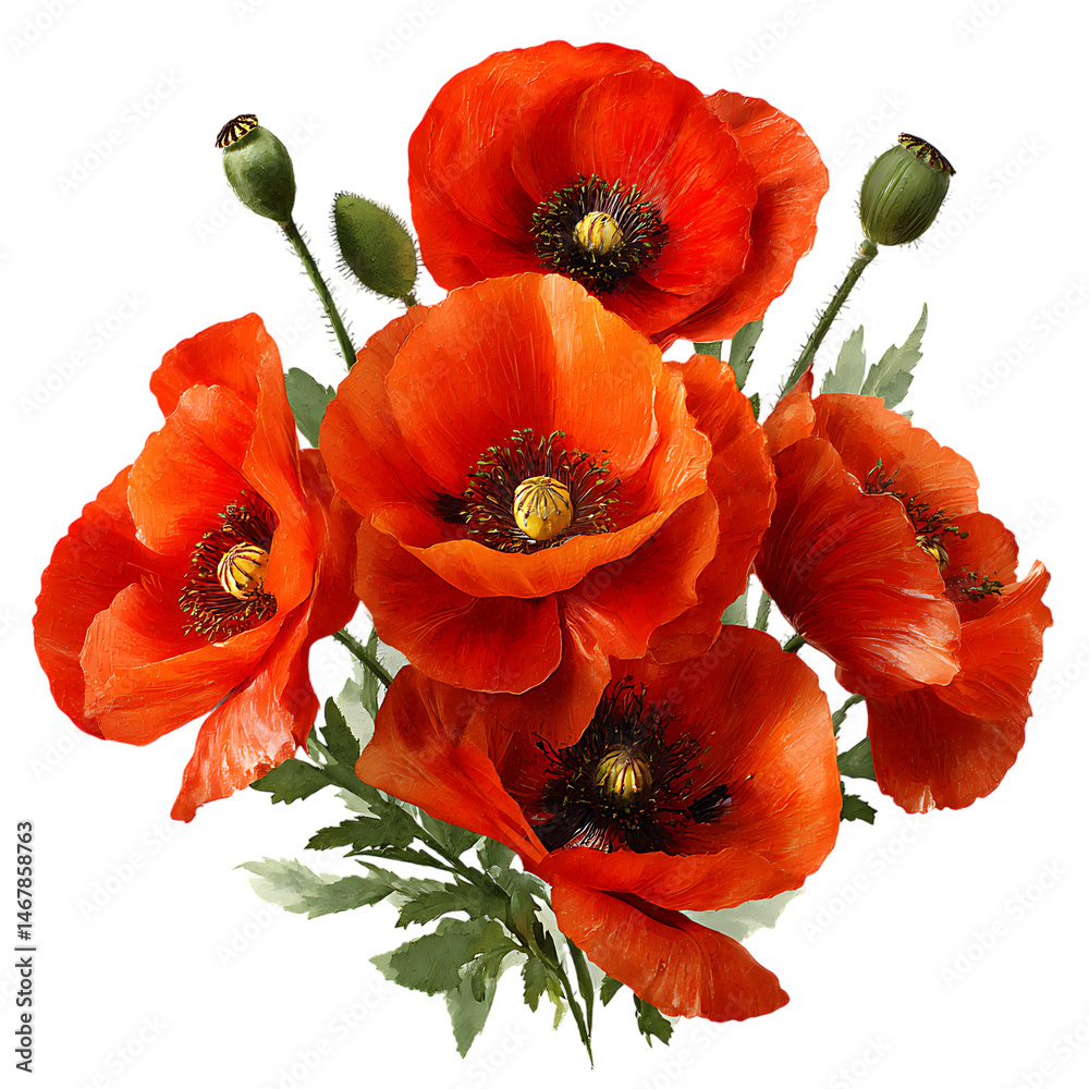 Naklejka premium Decorative Poppy Petals with Artistic Expression