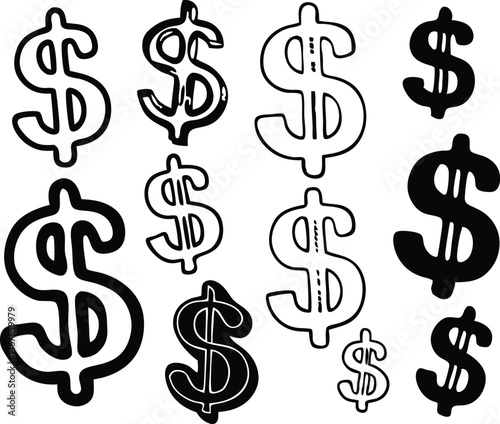 Dollar Sign. 3D A purple dollar sign is shown in a 3D rendering isolated on transparent or white background, png. American dollar currency or dollar symbol flat icon for apps and websites. 