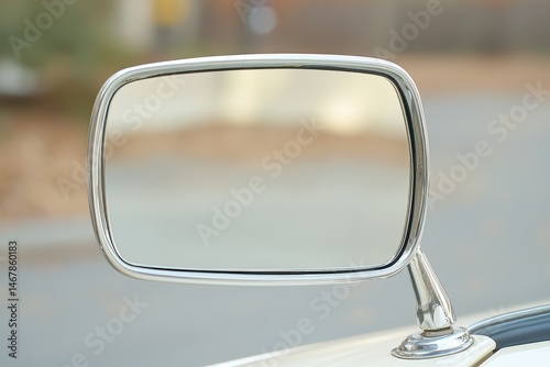 A clean and detailed image of a car's rearview mirror with a glass reflection.