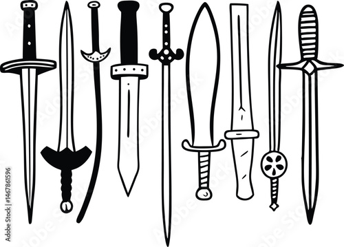 The sward. Can be used as a sketch. a cross sward silhouette vector art. Ancient Soldier Helmet and Sward (vector Art)