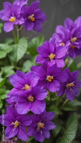 Close-up of vibrant purple anggrek violet blooms, anggrek flower, color