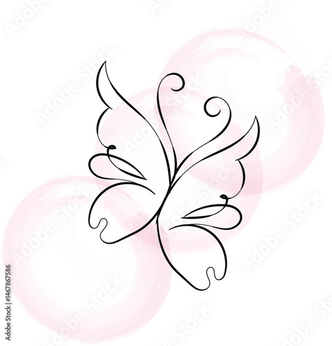 Elegant Line Art Butterfly Design Delicate Wings Intricate Details Perfect 