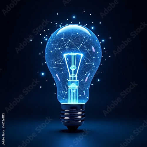 Futuristic Glowing Light Bulb Concept—Innovation, AI, and Technology Symbol