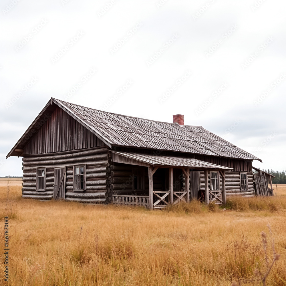 Old wooden abandoned farmstead in the middle of the field in Lithuania. Old wooden abandoned farmstead in the middle of the field in Lithuania.