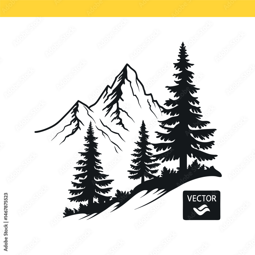 Obraz premium vector illustration of a mountain landscape